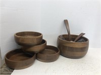 Solid black walnut salad set of four