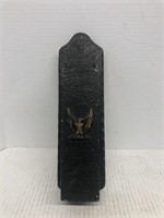 Large metal match holder with eagle on front