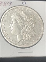1889 O Morgan silver dollar
