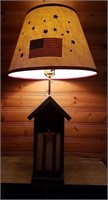 Patriotic Lamp w/birdhouse base