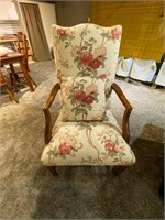 Floral upholstered arm chair