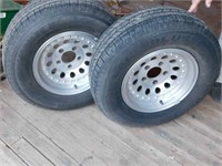 TWO 225-70-14\" TIRES & WHEELS
