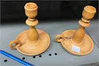 PAIR WOOD CANDLE HOLDERS