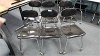 lot of 6 black rolling computer lab chairs