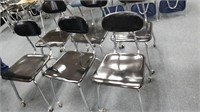6 Black Rolling Computer lab chairs