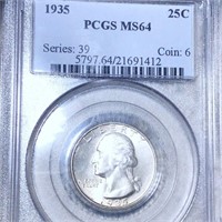 1935 Washington Silver Quarter PCGS - MS64