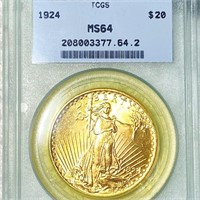 1924 $20 Gold Double Eagle TCGS - MS64