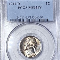 1941-D Jefferson War Nickel PCGS - MS 65 FS