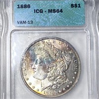1886 Morgan Silver Dollar ICG - MS64 VAM-13