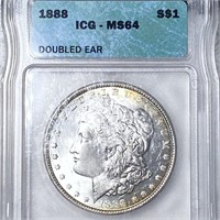 1888 Morgan Silver Dollar ICG - MS64 DOUBLE EAR