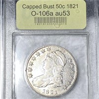 1821 Capped Bust Half Dollar USCG - AU53