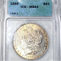 1888 Morgan Silver Dollar ICG - MS64 VAM-1