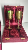 2 Solid Brass Goblets in Box