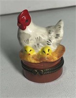 Hen & Chicks Trinket Box  w/ Eggs Inside