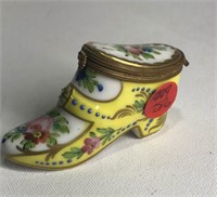 Limoges Shoe Trinket Box w/ Flowers