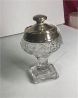 Sterling & Glass Jar w/ Lid 5" Tall