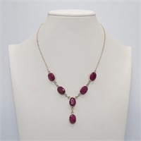 Sterling Silver Natural 49.5 Ct Ruby Necklace