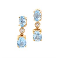 Plated 18KT Yellow Gold 2.80ctw Blue Topaz and Dia