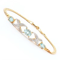 Plated 18KT Yellow Gold 2.30ctw Blue Topaz and Dia