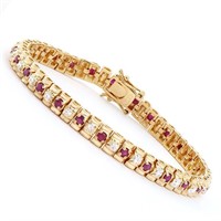 Plated 18KT Yellow Gold 2.50ctw Ruby and Diamond B
