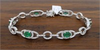 14KT White Gold 2.50ctw Emerald and Diamond Bracel