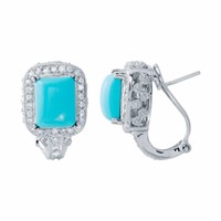 14KT White Gold 5.14ctw Turquoise and Diamond Earr