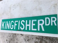 Metal kingfisher sign