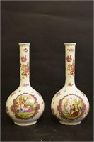 Pair of Hand Painted Continental Vases