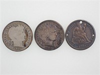 3 - US Dimes 1877 1910 & 1905