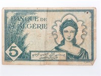 1942 5 Francs Banque of Algier