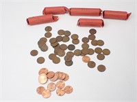 5 Rolls & Loose US Pennies 1920's to 1961