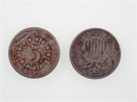 1866 & 67 US Shield Nickels