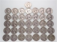 36 1940's US Washington Silver Quarters