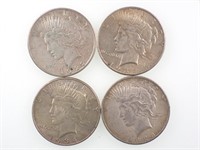 4 US Peace Silver Dollars