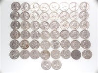 50 1960's US Washington Silver Quarters