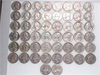 50 1950's US Washington Silver Quarters
