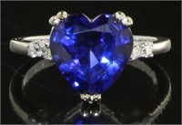14kt Gold 4.18 ct Sapphire Heart & Diamond Ring