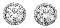 Round Cut Halo 4.10 ct White Sapphire Earrings
