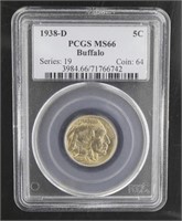 1938-D GEM MS66 Buffalo Nickel