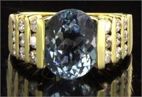 14kt Gold Natural 3.25 ct Aquamarine/Diamond Ring