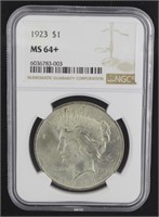 1923 MS64+ Peace Silver Dollar