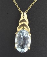 14kt Gold Natural 5.37 ct Aquamarine Necklace