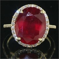 14kt Gold 9.55 ct Ruby and Diamond Ring