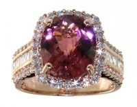 14kt Gold 5.17 ct Pink Tourmaline & Diamond Ring