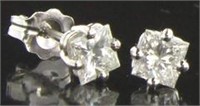 14kt Gold Princess Cut 3/4 ct Diamond Stud Earring