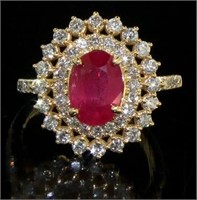 14kt Yellow Gold 2.61 ct Ruby & Diamond Ring