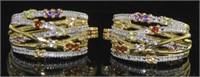 Genuine Gemstone & Diamond Hoop Earrings