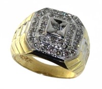 10kt Gold Men's Rolex Style 1.00 ct Diamond Ring