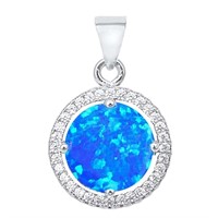 Australian Blue Opal Round Solitaire Pendant