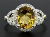 10kt Gold 3.60 ct Golden Citrine & Diamond Ring